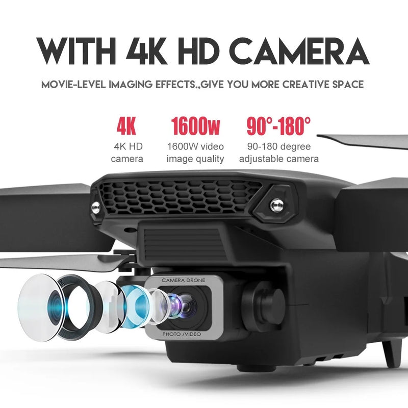 Novo E88 Pro Drone 4K Wide camera com hélices dobráveis.